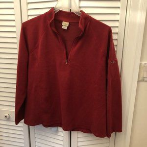 LL Bean women quarter zip red light fleece, size 2X